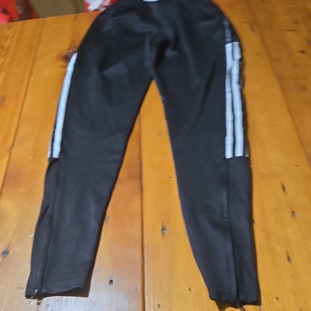 adidas Mens Sz Xs Black Joggers with Silver Stripes - Picture 5 of 5